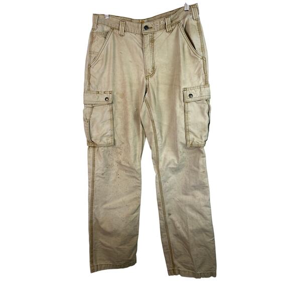 Carhartt Men's 34X34 Light Tan Relaxed Fit Distressed Cargo Utility Work Pants - Picture 1 of 10